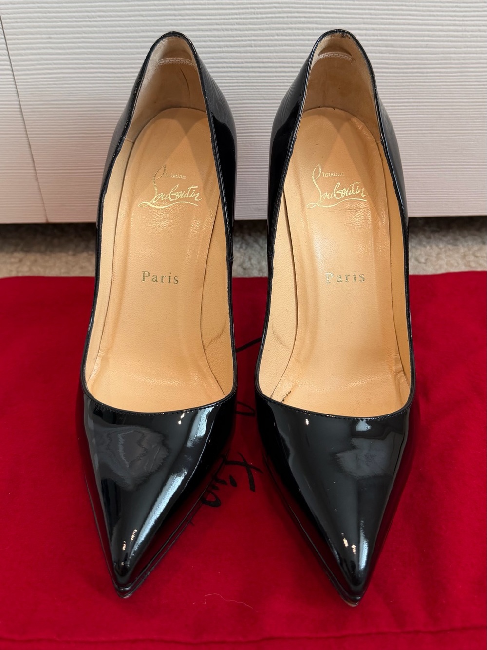 Christian Louboutin Black Patent Pointed-Toe Stiletto Pumps